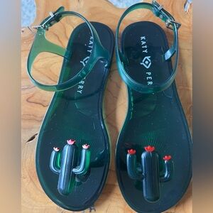 Katy Perry Green Sandals with Cactus Design